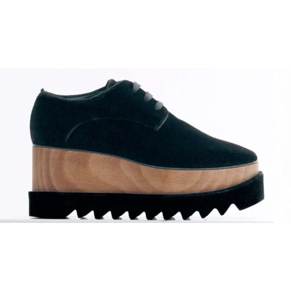 New! Stella McCartney Elyse Velvet Platform Brogues Black‎ Size 39.5 US 9 9.5